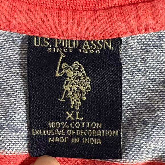 Vintage Polo Assn Short Sleeve Crew Neck Pullover Shirt Gray Red Men’s Size XL - Picture 8 of 8